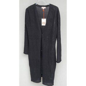 Knox Rose Women's Pointelle Duster Cardigan Black Size XS